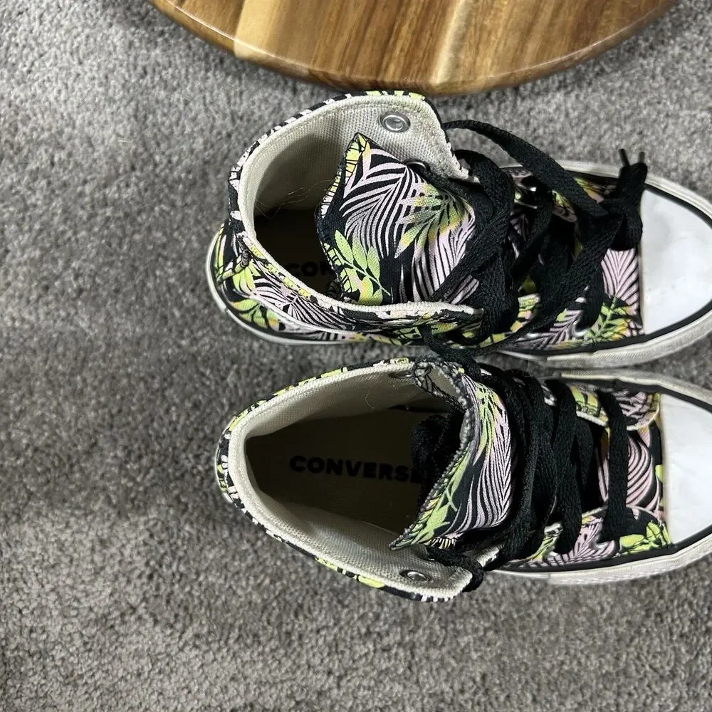 Converse CTAS Eva Lift High A00446F Youth Size 12 Palm Leaf Platform Shoes Used